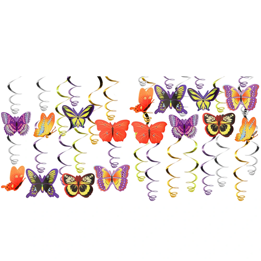 2 Sets/60pcs Butterflies Design Spiral Pendant Birthday Hanging Swirl Ceiling Pendant Birthday Party Decorations Layout Props for Home Party Celebration