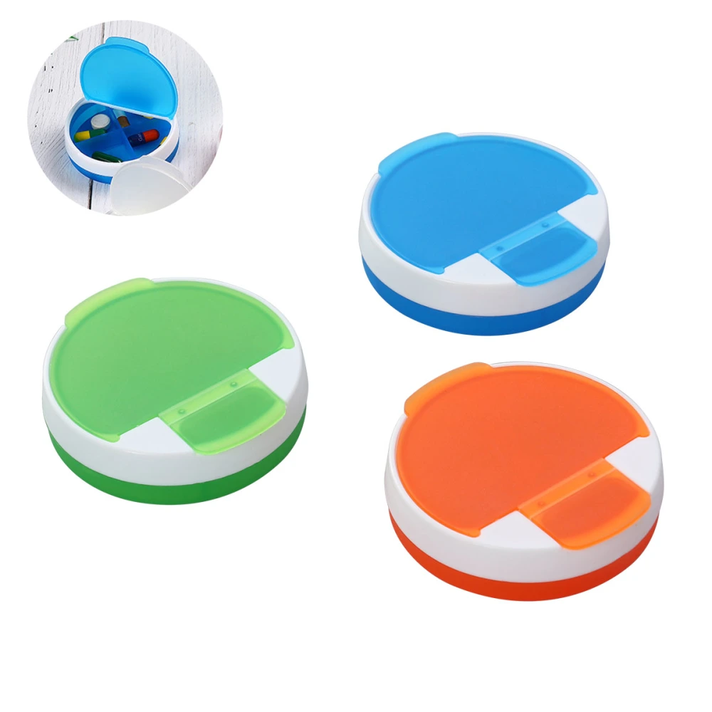 3pcs Portable Pill Box 4 Grids Medicine Storage Holder Container Mini Pill Case (Blue + Green + Orange)