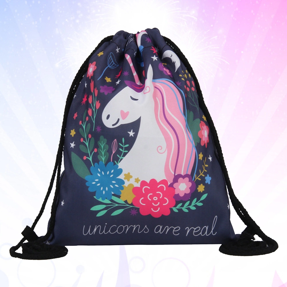 Unicorns Drawstring Bag 3D Printing Storage Backpack Fashionable Carriage Bag for Trip Shopping
