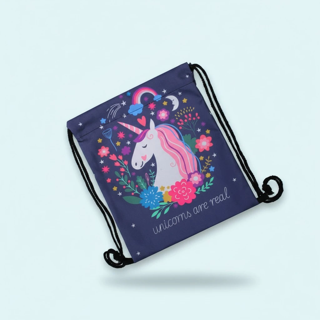Unicorns Drawstring Bag 3D Printing Storage Backpack Fashionable Carriage Bag for Trip Shopping