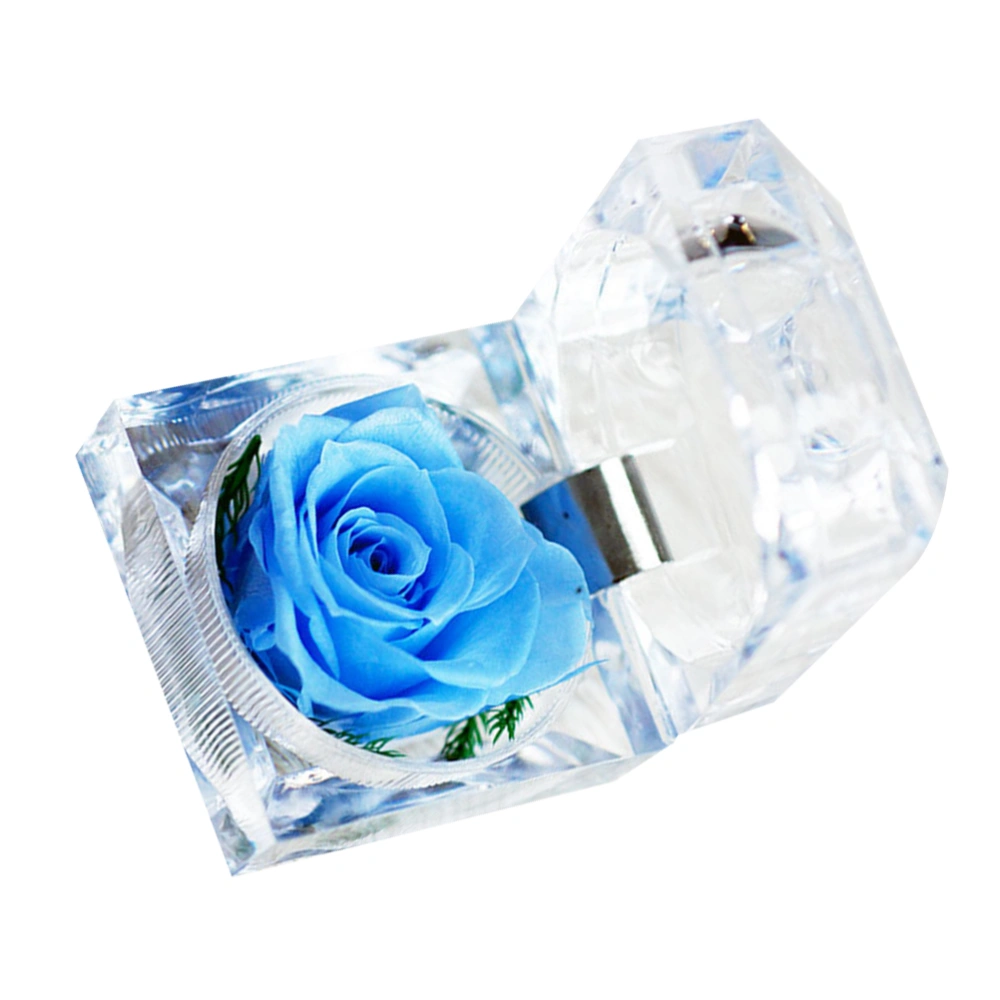 1Pcs Preserved Fresh Rose Flower in Glass Dome with Ribbon Decoration Rose Gift for Valentine's Day Anniversary Birthday(Sky-Blue)