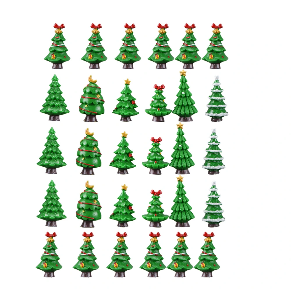 30PCS Creative Resin Christmas Tree Ornaments Mini Xmas Decoration Handcraft Gift Microlandscape Supplies Accessory (Random Style)