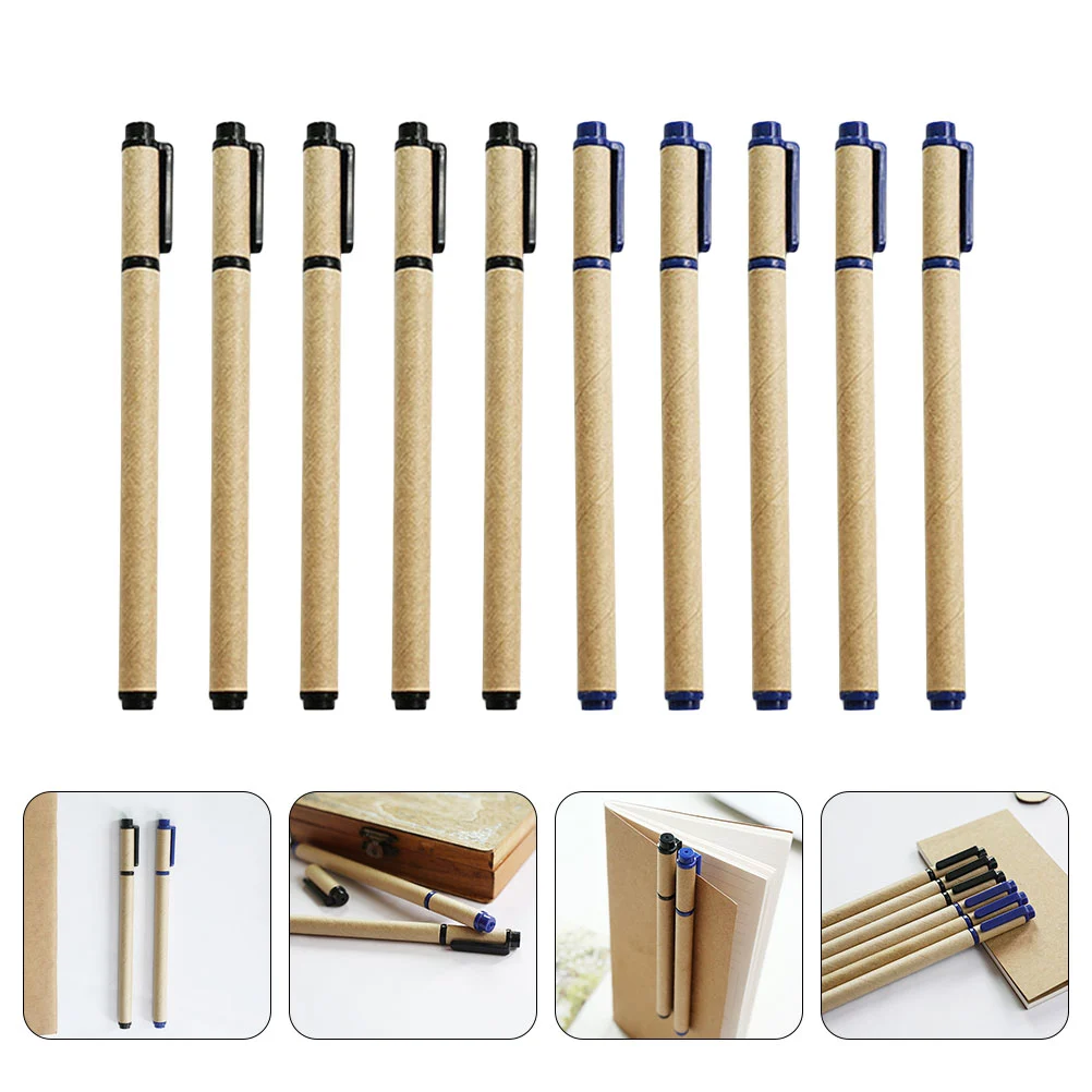 10Pcs Kraft Paper Gel Pens Practical Examination Students Pens Writing Pens