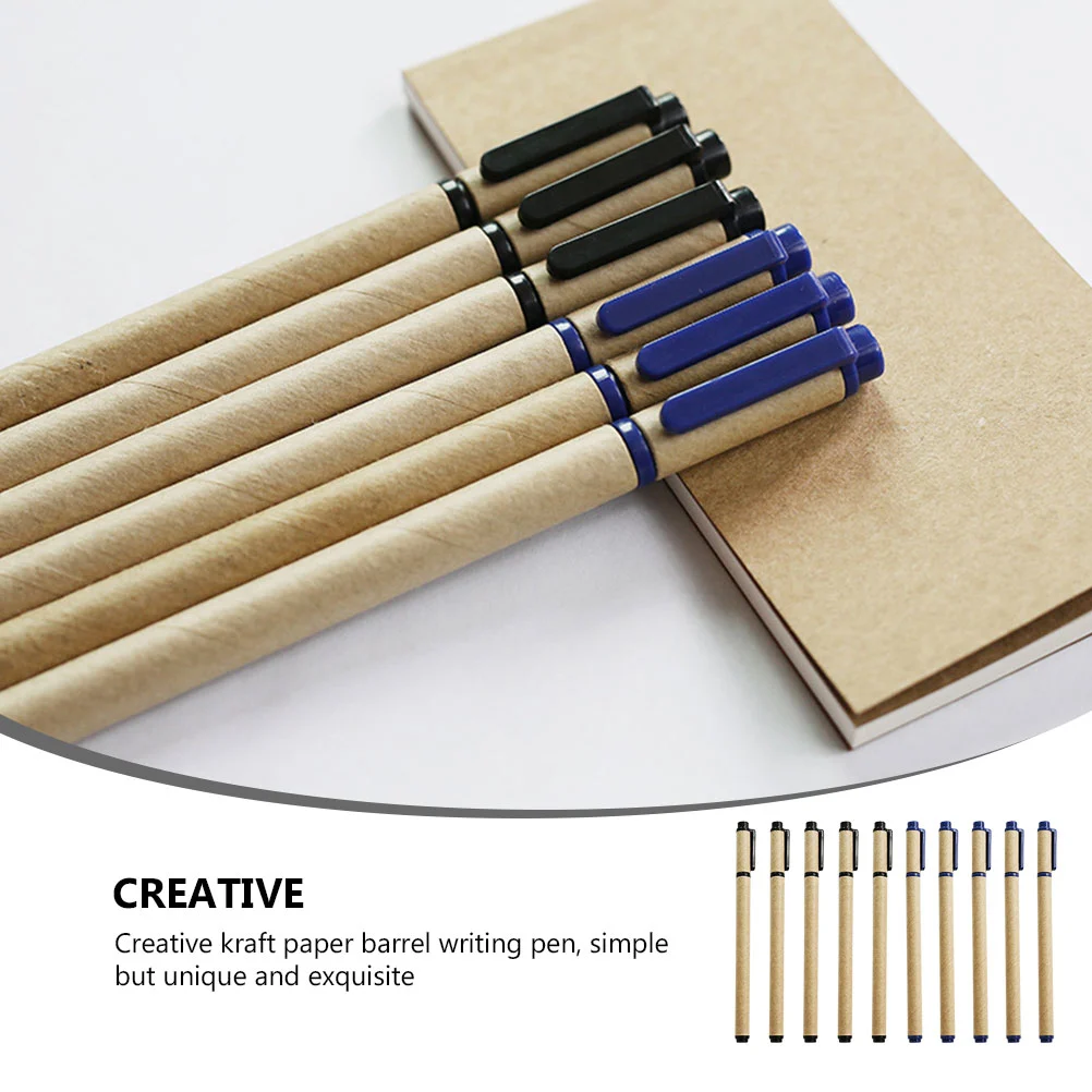10Pcs Kraft Paper Gel Pens Practical Examination Students Pens Writing Pens