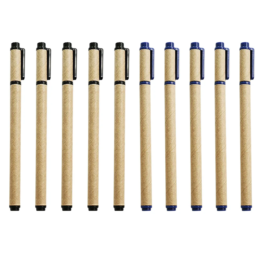 10Pcs Kraft Paper Gel Pens Practical Examination Students Pens Writing Pens