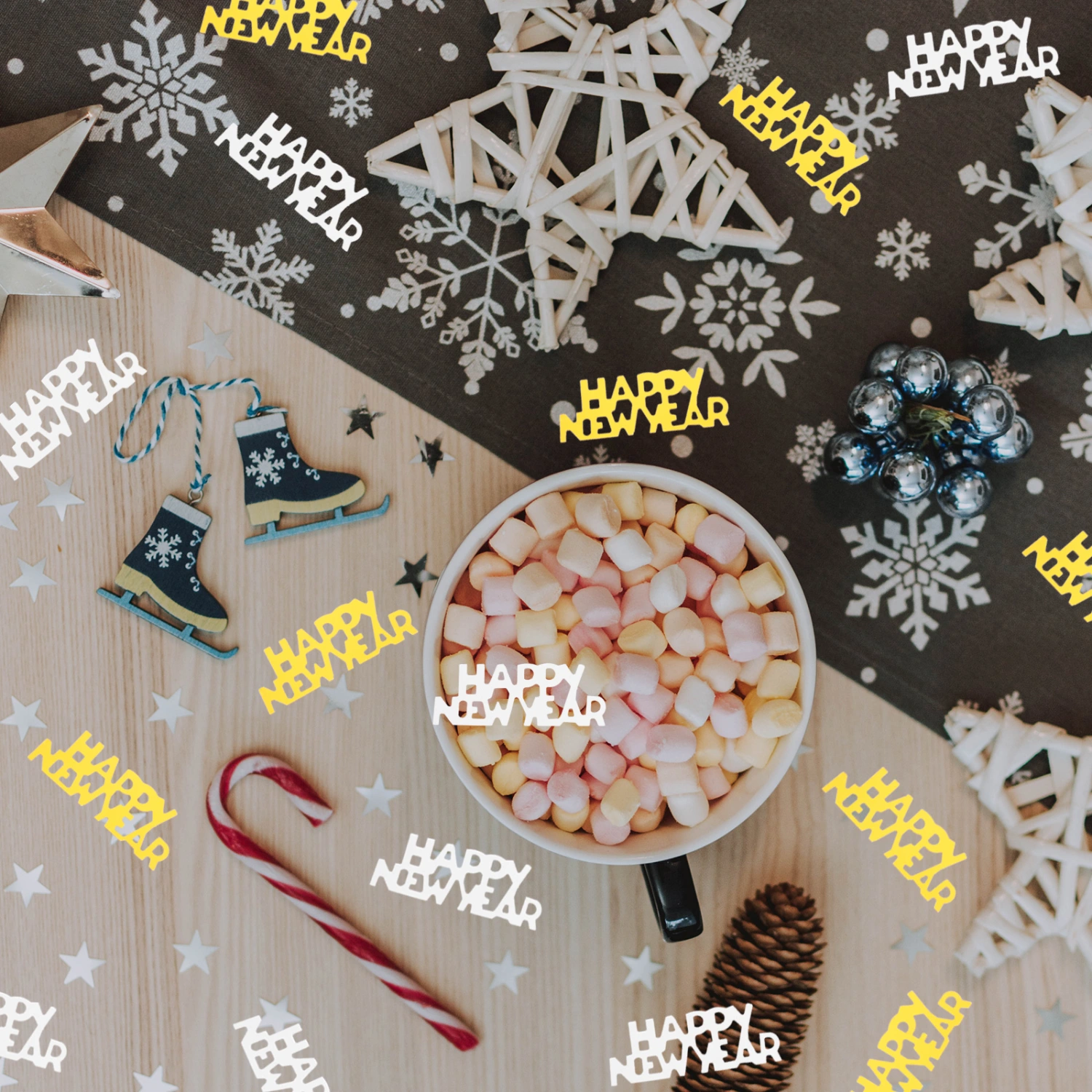 450pcs Delicate New Year Confetti Plastic Confetti New Year Party Confetti