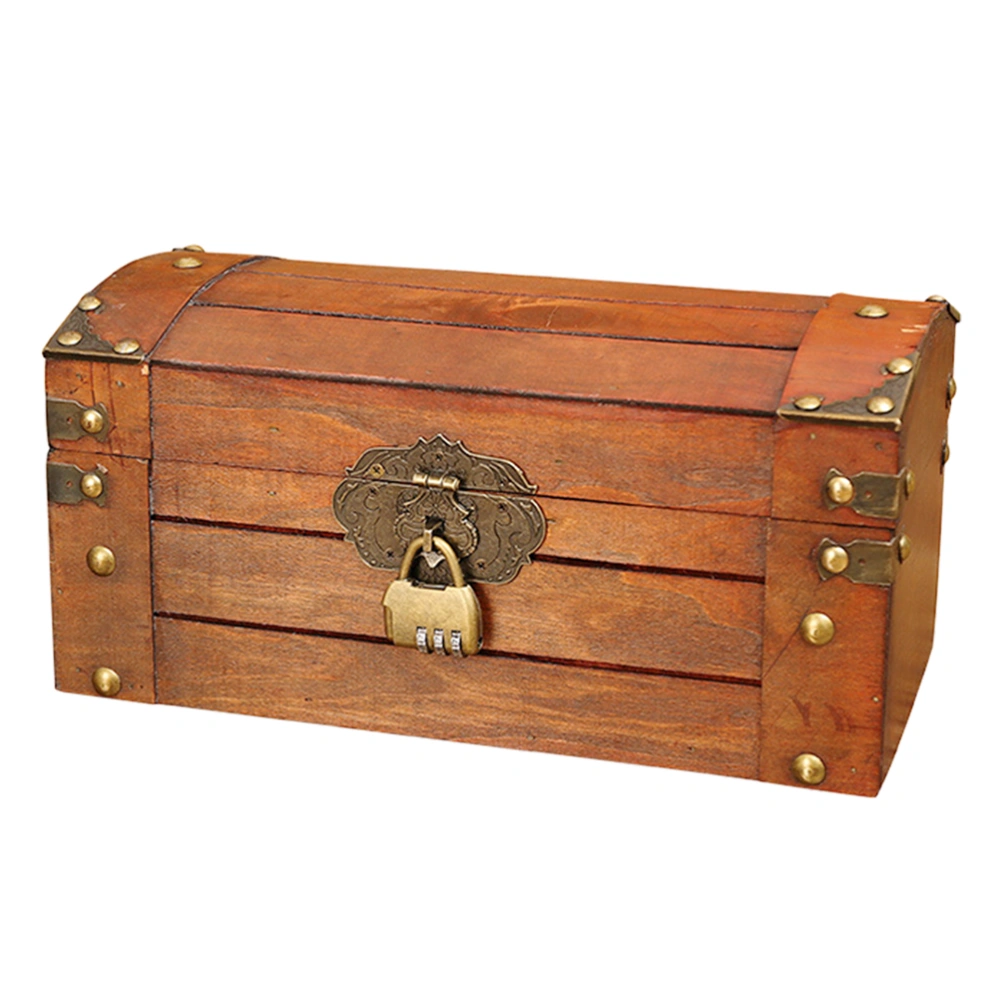 1pc Vintage Treasure Chest Wooden Jewelry Storage Box Unique Photography Prop