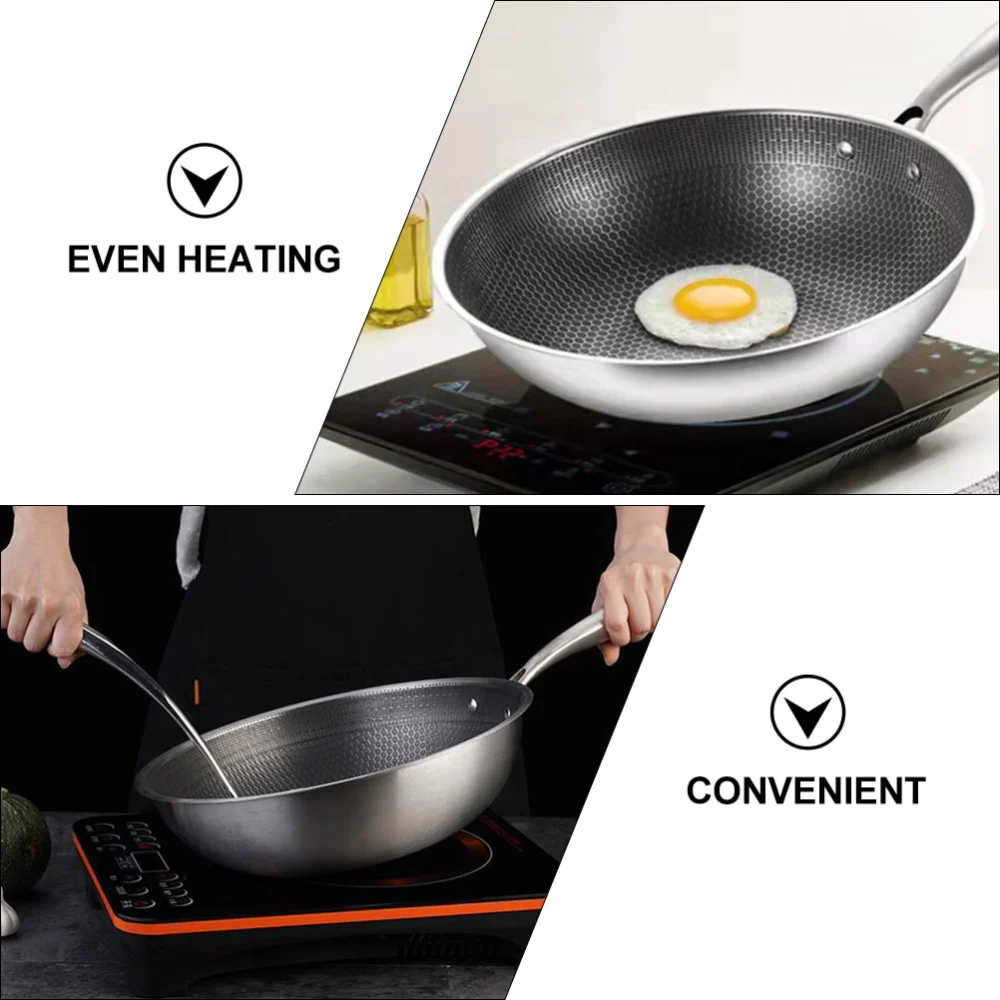 Practical Frying Pan Non-stick Cooking Pan Stainless Steel Pan Cooking Utensil