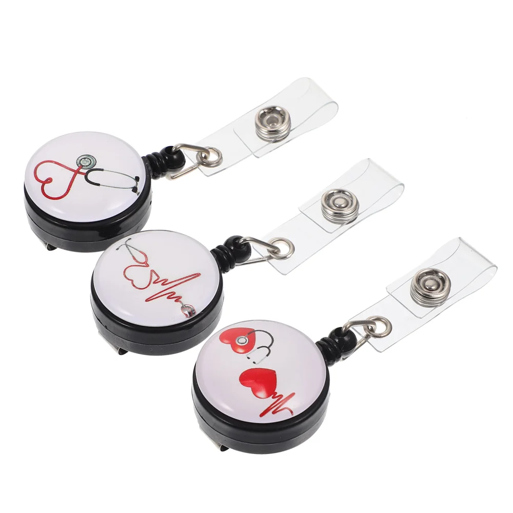 3Pcs Nurse Badge Reels Retractable Badge Reels Name Card Badge Holders ID Badge Holders