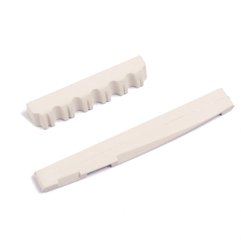 1 Set of 2pcs Acoustic Guitar Bone Bridge Saddle and Nut Made of POM (Ivory)