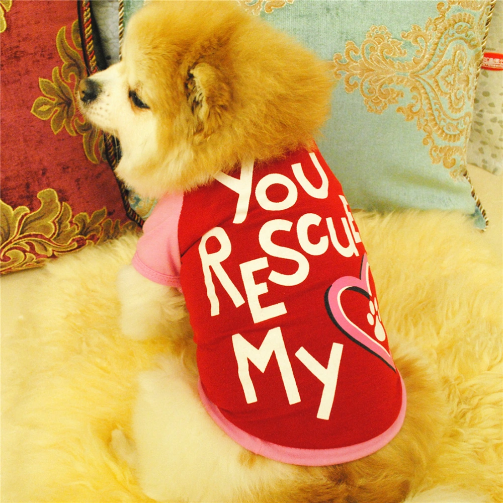 Fashion Valentine's Day Pet Cotton Clothes Spring Summer Style Pet Garment for Dog Puppy (Red, L)