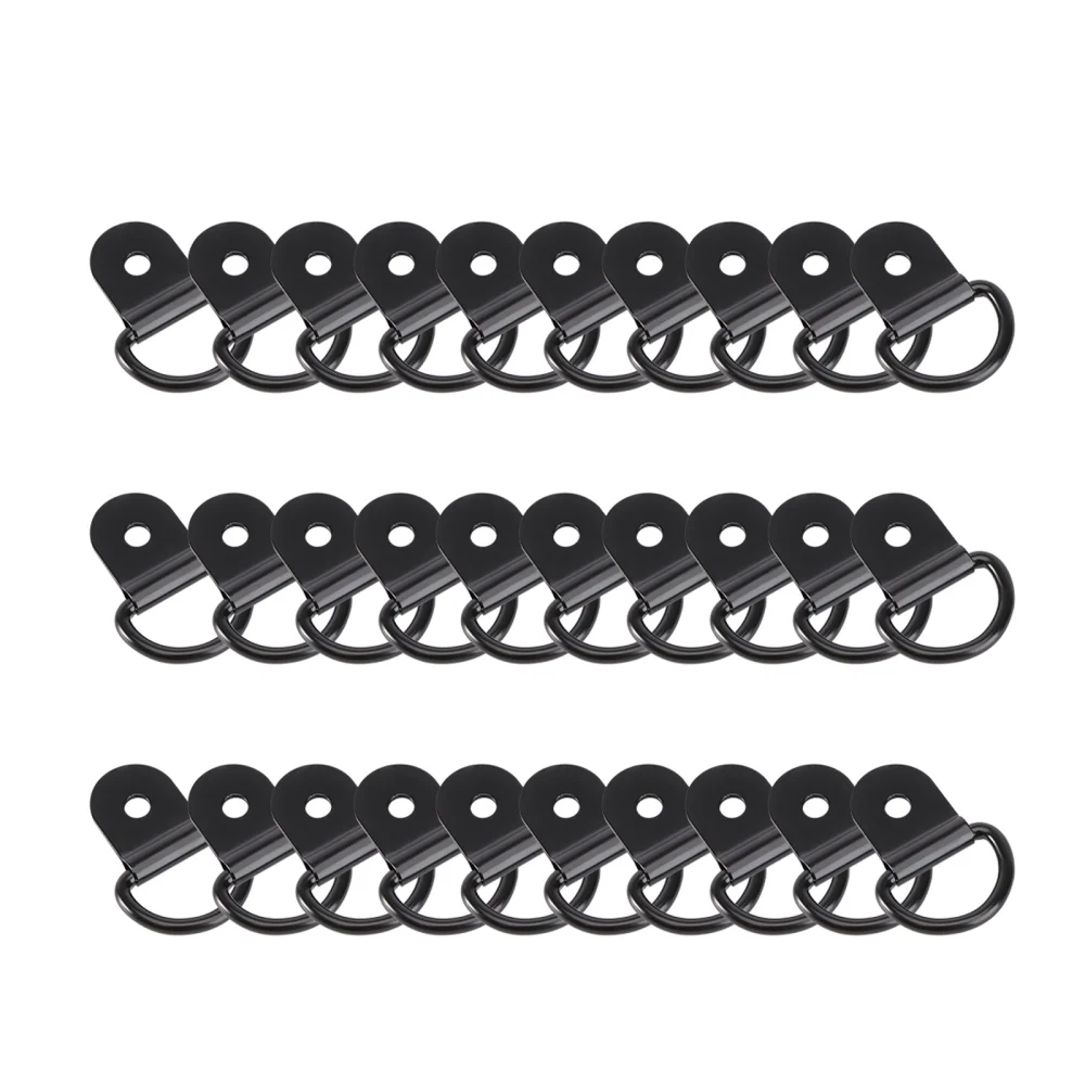 30Pcs Durable D Ring Hanging  Heavy Duty Single Hole Picture Oil Painting Mirror Frame Hooks Hangers(Black)