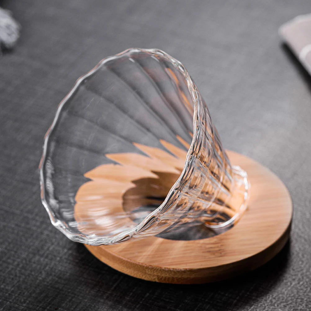 1 Set Stripe Glass Coffee Filter Reusable Coffee Funnel Coffee Strainer