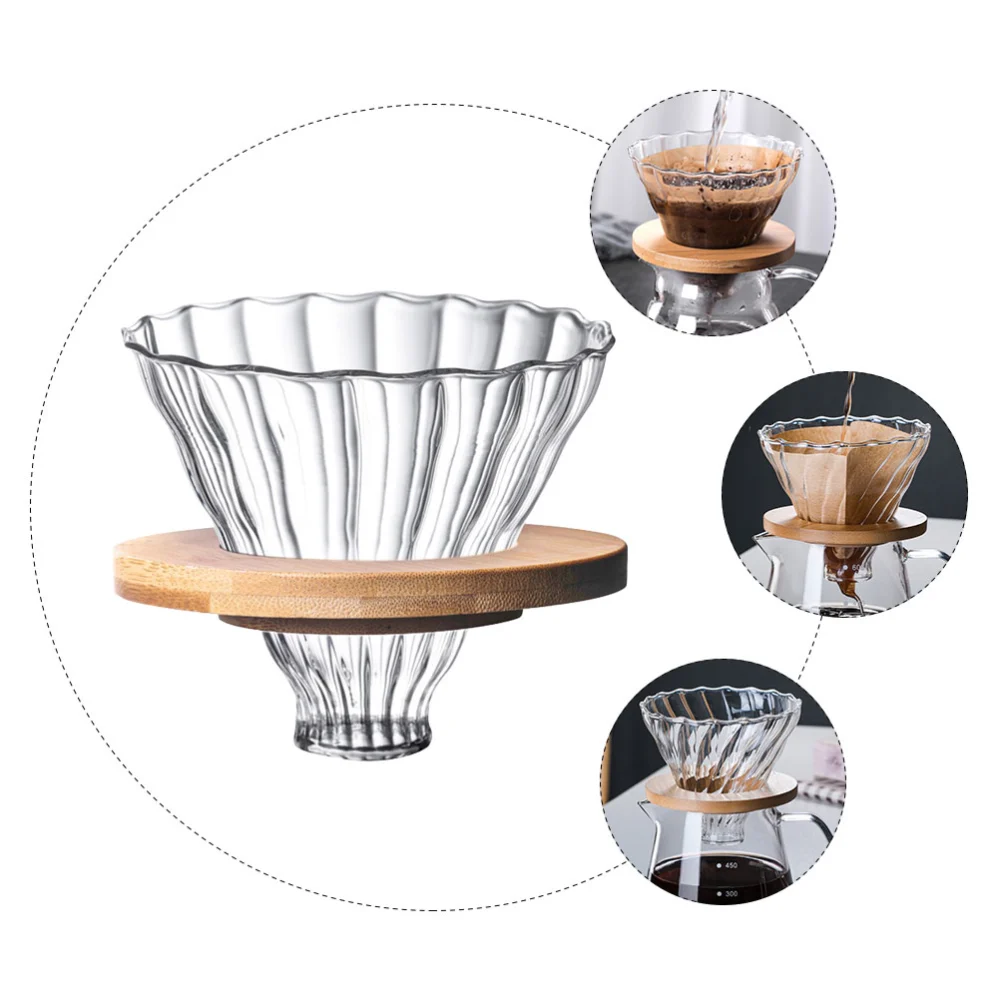 1 Set Stripe Glass Coffee Filter Reusable Coffee Funnel Coffee Strainer