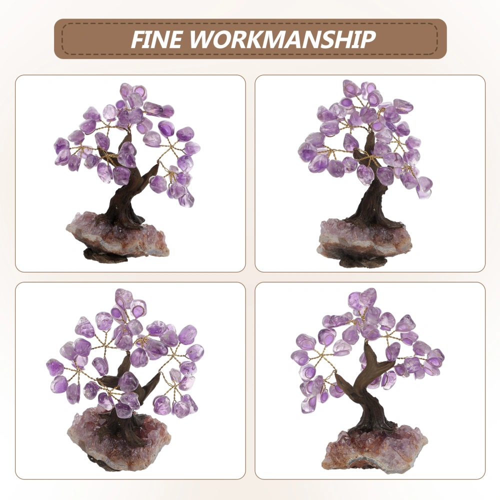 Home Amethyst Life Tree Desktop Ornament Exquisite Crystal Bonsai Decoration