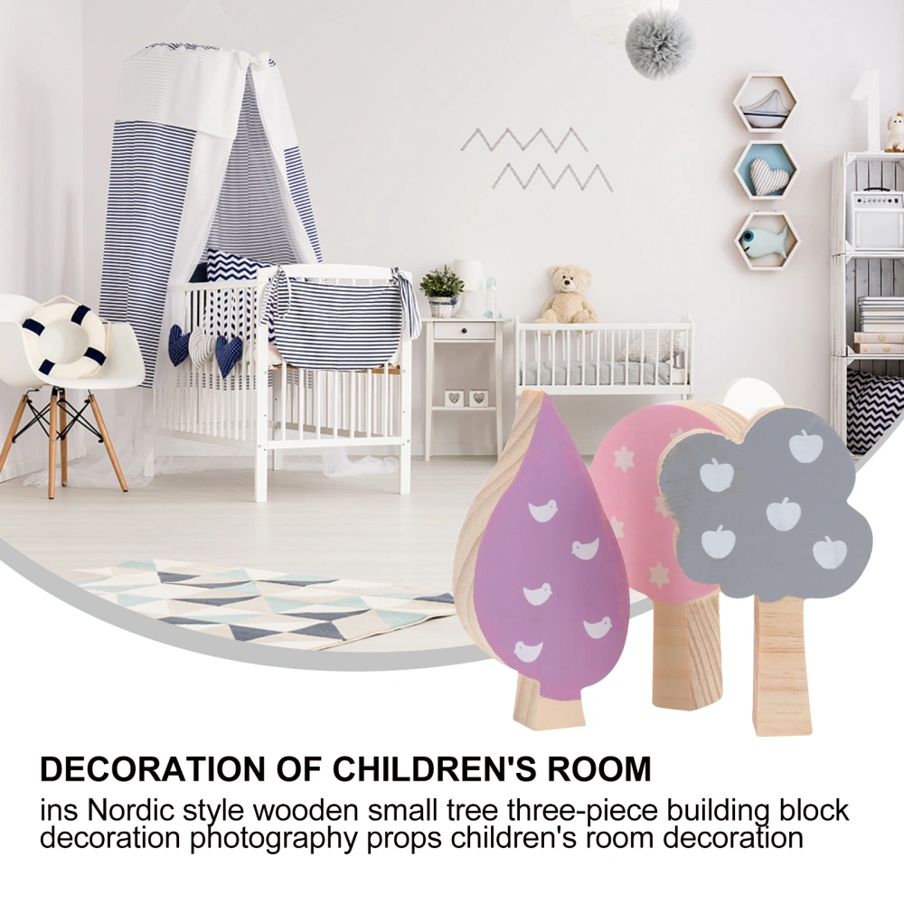 3Pcs Building Blocks Decoration Tree Shaped Adornment Creative Photo Prop