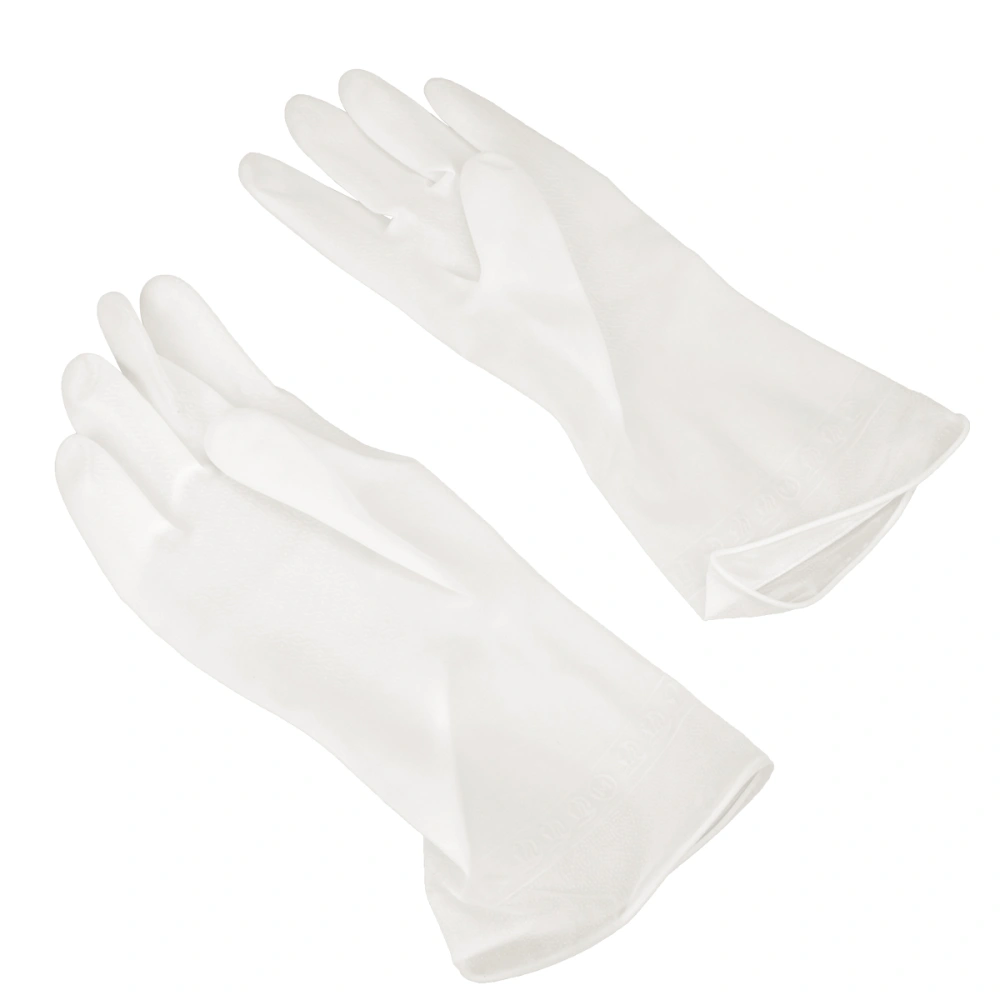 2 Pairs Dishwashing Gloves Latex Kitchen Cleaning Gloves Non-slip Housework Gloves for Daily Use (M Size, White)