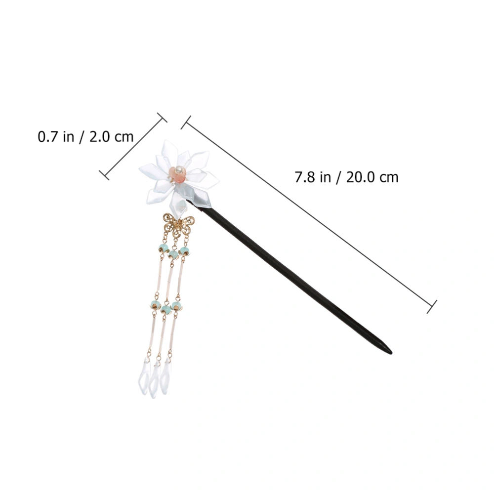 Natural Ebony Hair Stick Tassel Hair Bun Holder Flower Hair Chopstick Decor