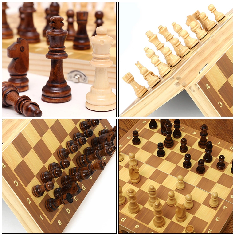 1 Set Magnetic Folding Chess Wooden Chess Magnetic Game Board Educational Toy