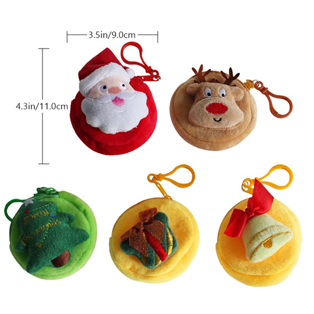 5Pcs Christmas Earphone Change Coin Bags Decorative Pendants (Assorted Color)