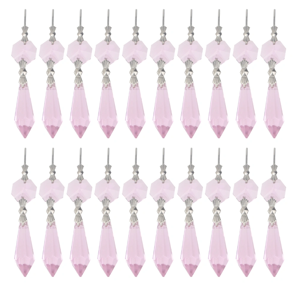 1 Package of DIY Beautiful Crystal Chandelier Glass Crystal Pendants Beads Prisms Pendants(Pink)