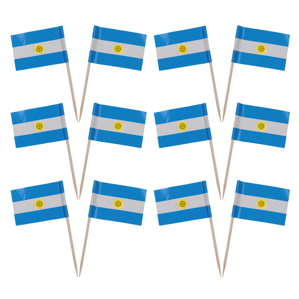 200pcs Party Dessert Flag Toothpicks Argentina Flag Picks Flag Cupcake Toppers