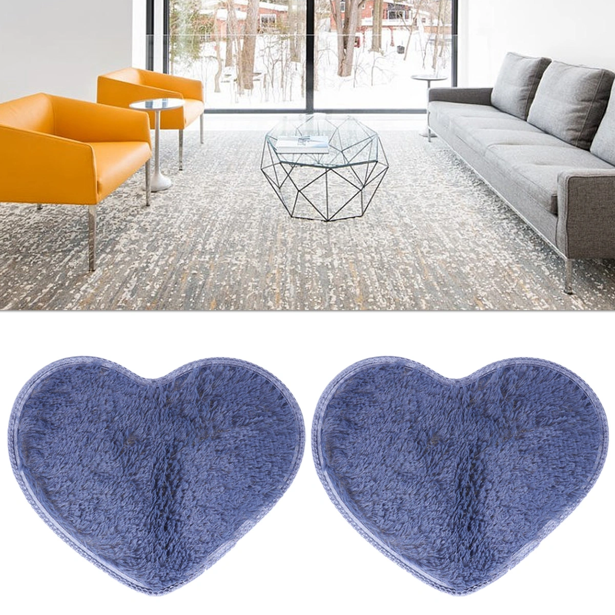 Sweet Heart Shape Fluffy Floor Mat Non-slip Area Rugs Carpet for Bedroom Dinning Room 30 x 40cm (Gray)