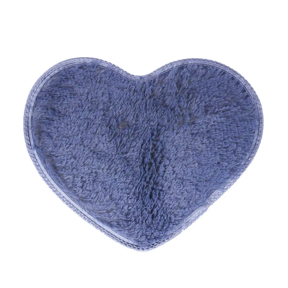 Sweet Heart Shape Fluffy Floor Mat Non-slip Area Rugs Carpet for Bedroom Dinning Room 30 x 40cm (Gray)