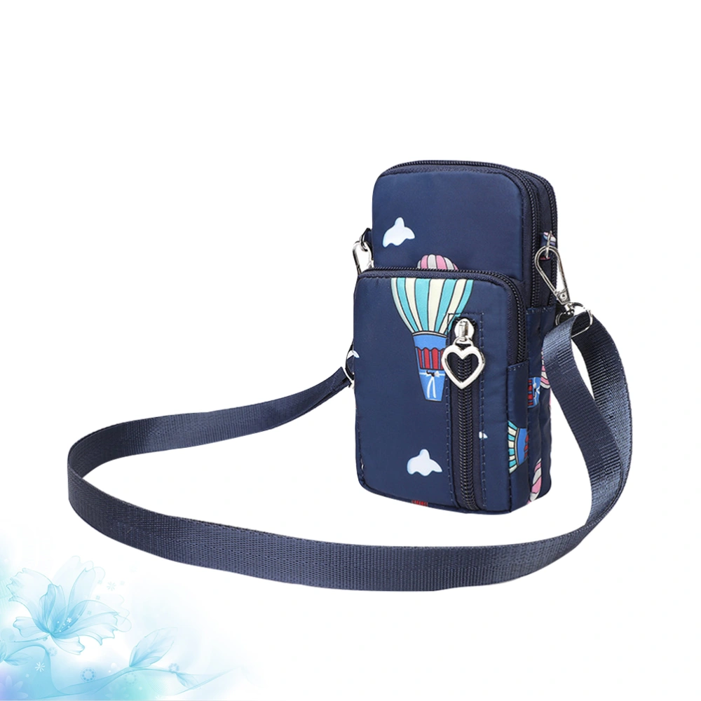 Women Fashion Sports Hot Air Balloon Pattern Mini Square Bag Oxford Cloth Messenger Bag Cellphone Pouch Crossbody Bags (Blue)