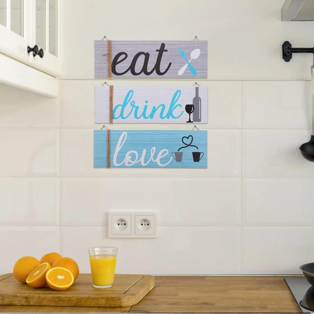 3pcs Kitchen Sign Boards Decorative Wooden Boards Restaurant Hanging Plates