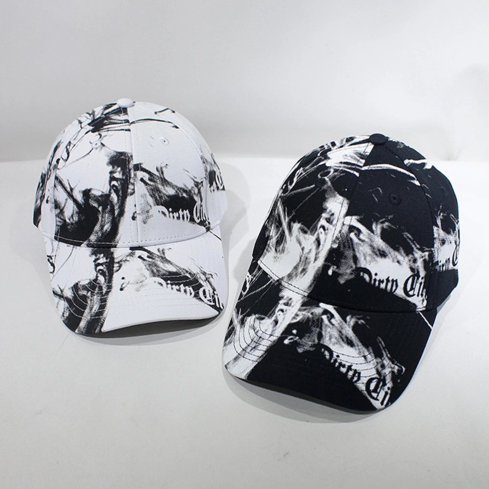 1Pc Adjustable Peaked Creative Ink Painting Graffiti Hat Fashion Baseball All-match Sunhat Headwear for Women Men (White)