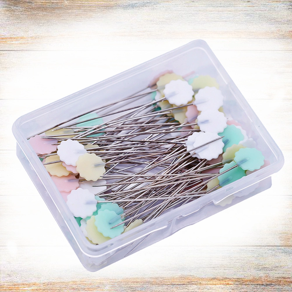 50pcs DIY Sewing Box Light Color Flat Flower Head Straight Clothing Accessories Needle for Craft Decoration Dressmaker Quilting