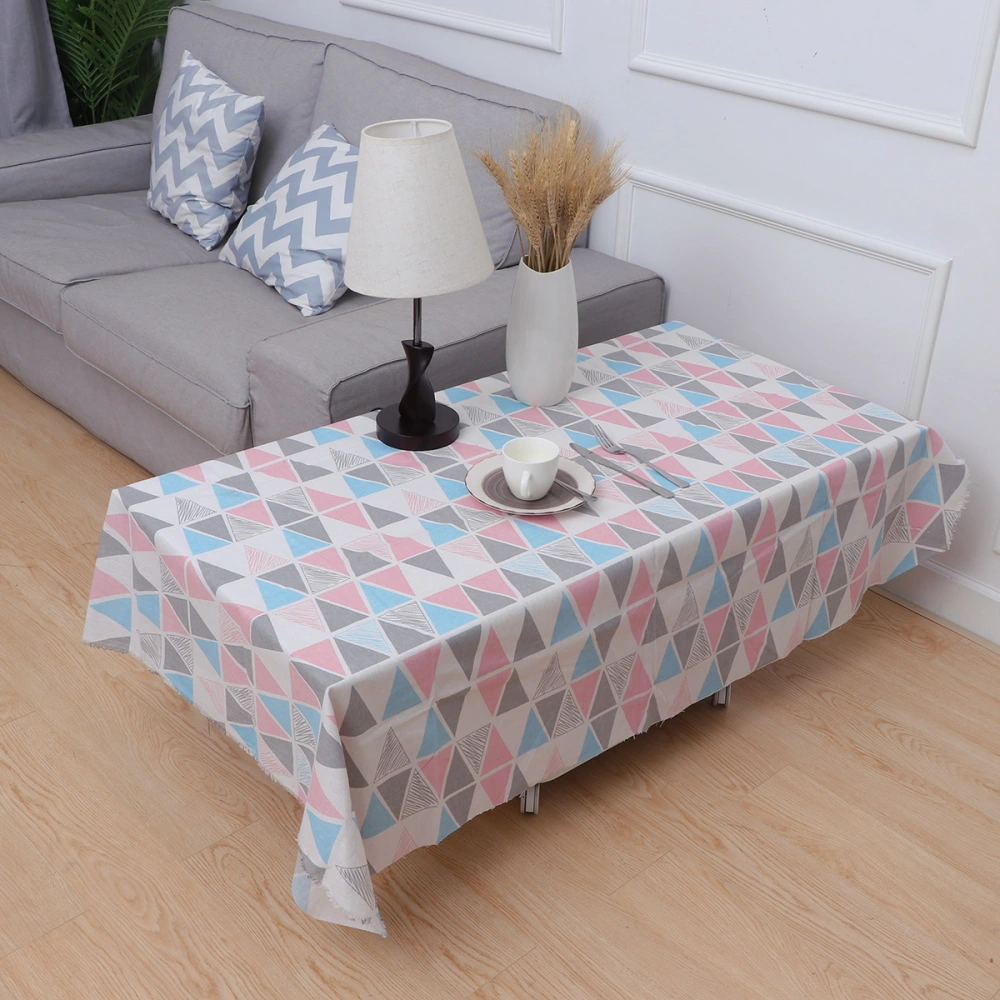 Polyester-cotton Blend Printed Table Runner Decorative Machine Washable Table Cloth Dining Table Shooting Props for Wedding Anniversary Engagements - 100x150cm (Pink Triangle)