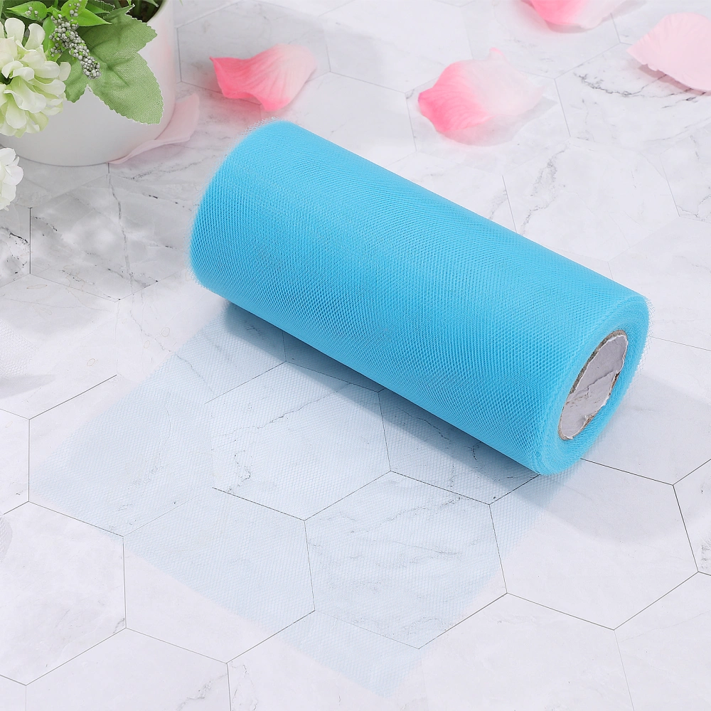 PIXNOR 1 Tulle Fabric Roll 6 Inch Tulle Ribbon Tulle Fabric for Table Skirt Wedding Decorations Gift Wrapping (Lake Blue)