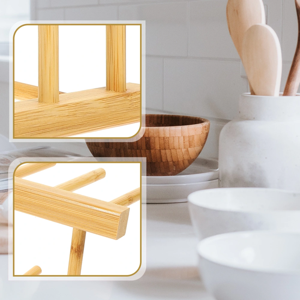 Bamboo Dish Holder Kitchen Plate Holder Multi-use Bamboo Rack Kitchen Drying Rack