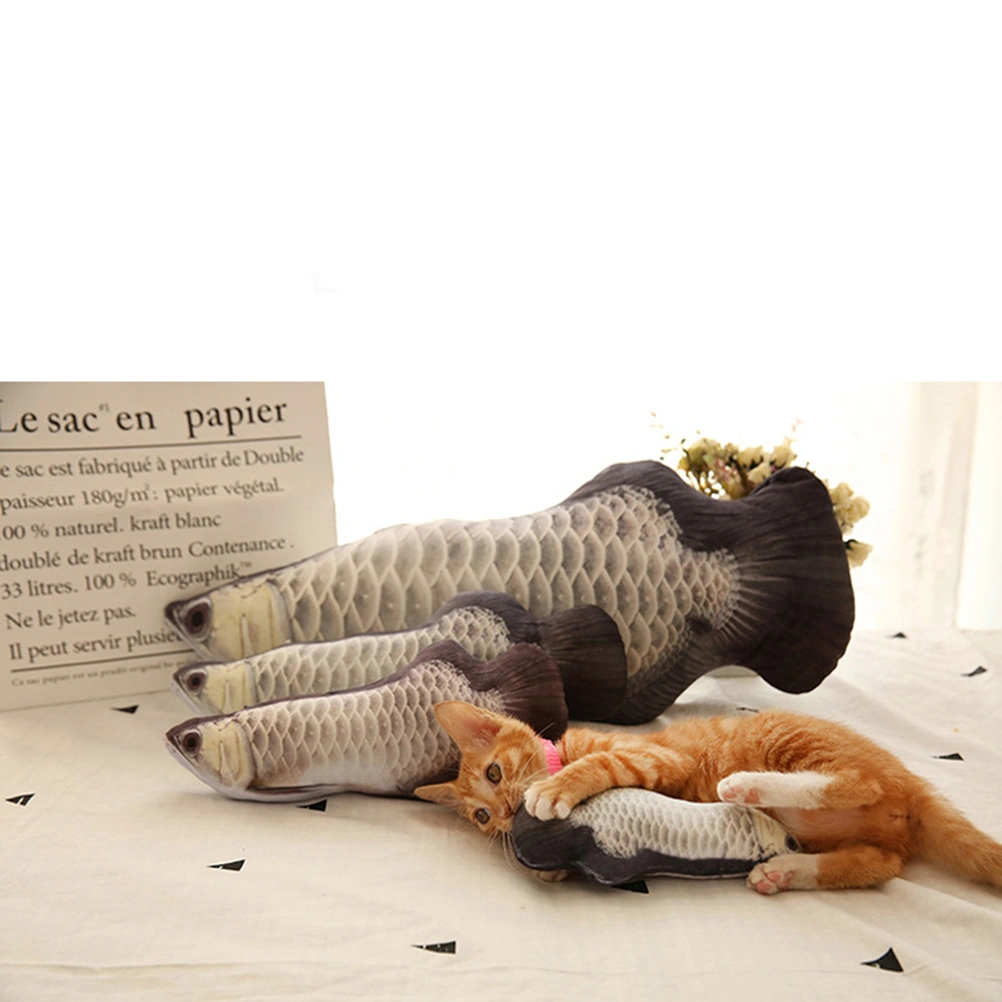 Pet Cat Fish Cushion Pillow Animal Cat Toy Fish Toy Catnip Toys Interactive Fish Doll (Silver Arowana)