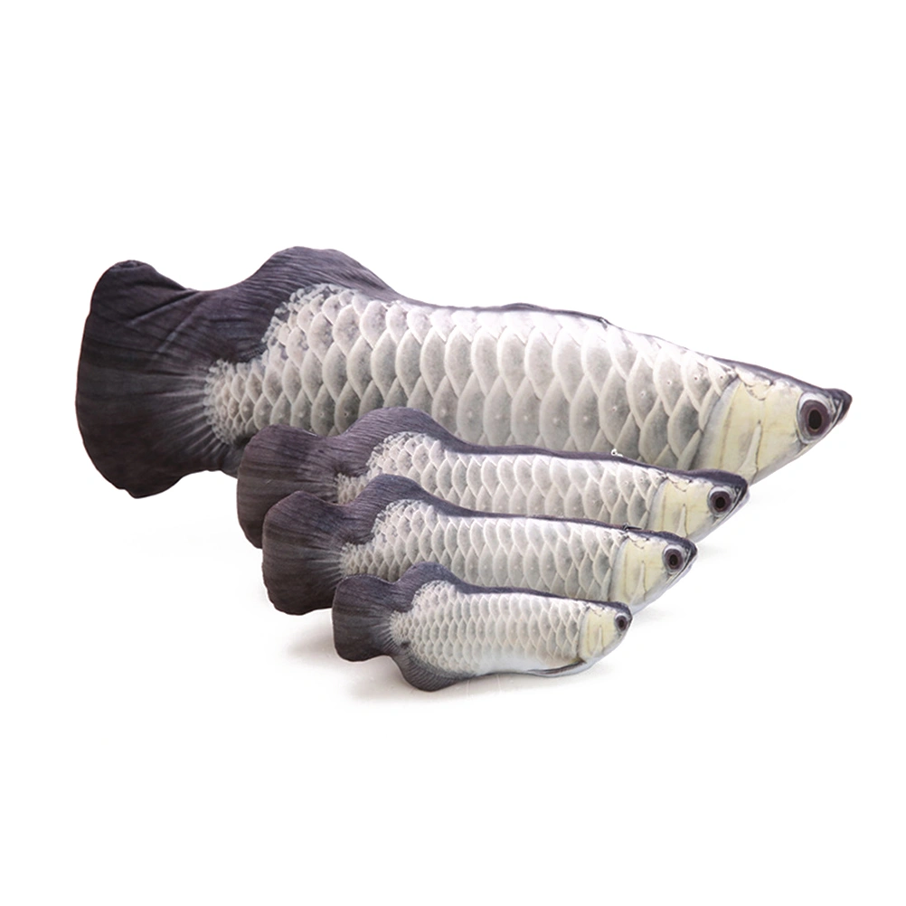Pet Cat Fish Cushion Pillow Animal Cat Toy Fish Toy Catnip Toys Interactive Fish Doll (Silver Arowana)