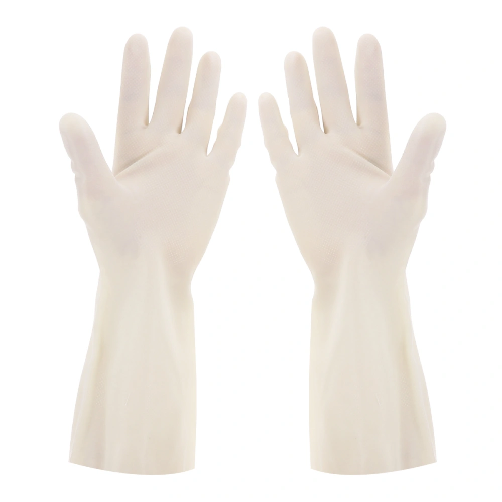 1 Pair of Housework Gloves Cleaning Gloves Anti-slip Kitchen Gloves Dishwashing Gloves - Size M (White)