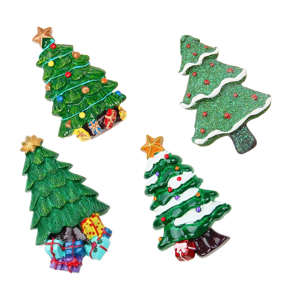 4pcs Christmas Theme Fridge Magnets Creative Resin Refrigerator Magnetic Sticker Gift Home Decor (Random Pattern)