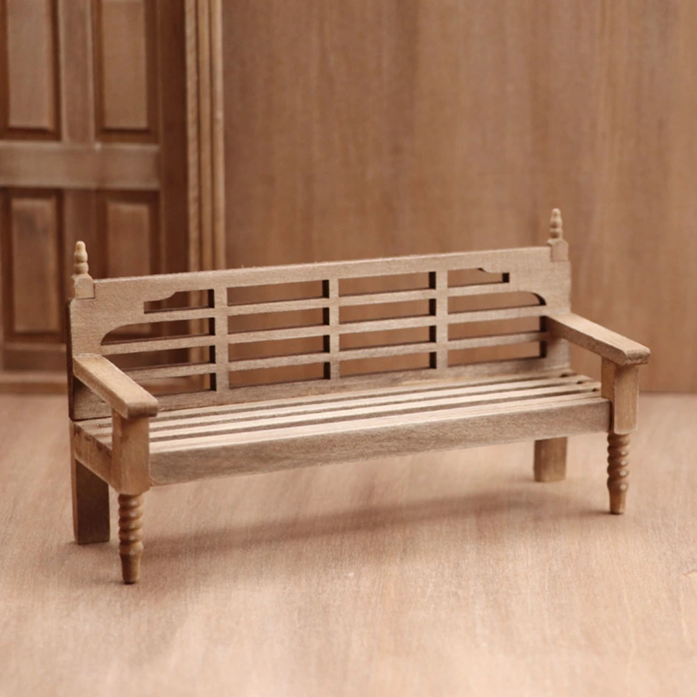 Wooden Furniture Model Decor Doll House Adornment Mini Garden Bench Model Prop