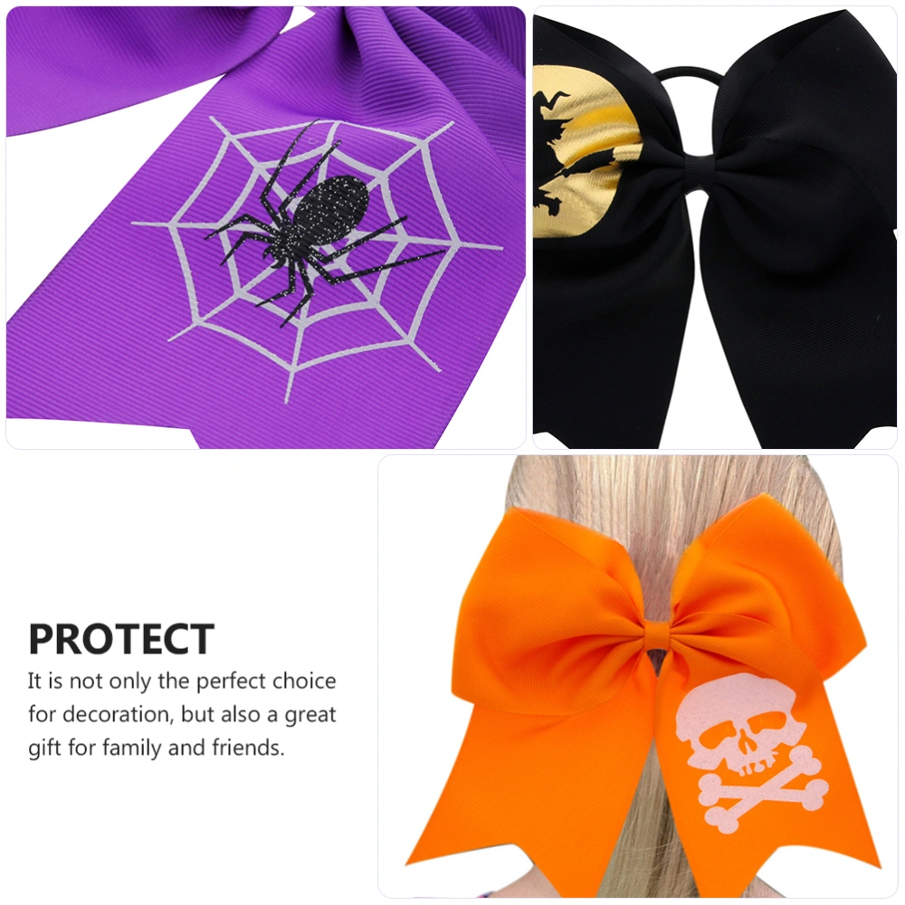 5PCS Halloween Hair Ring Bat Skull Bow Hair Rope Children Ornaments