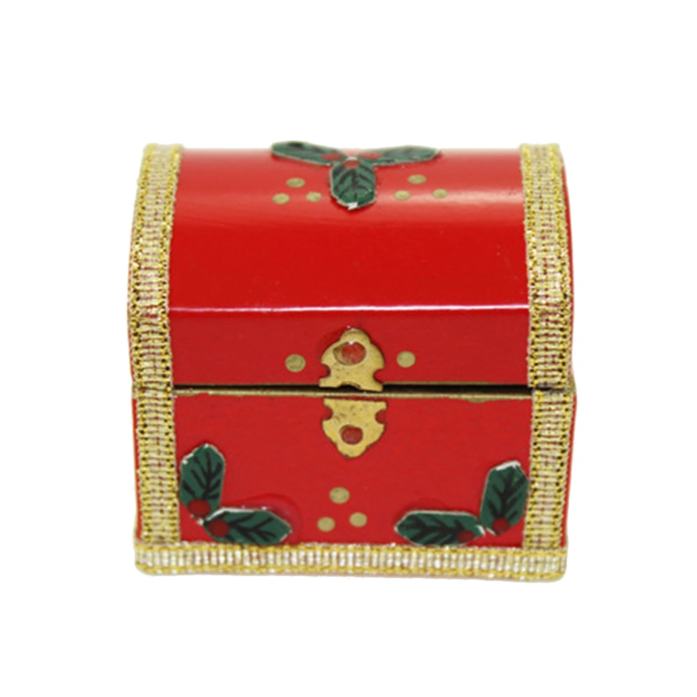 1Pc Wooden Mini Red Christmas Box Toy Simulated Mini Furniture Crafts Model Toy for Children Kids