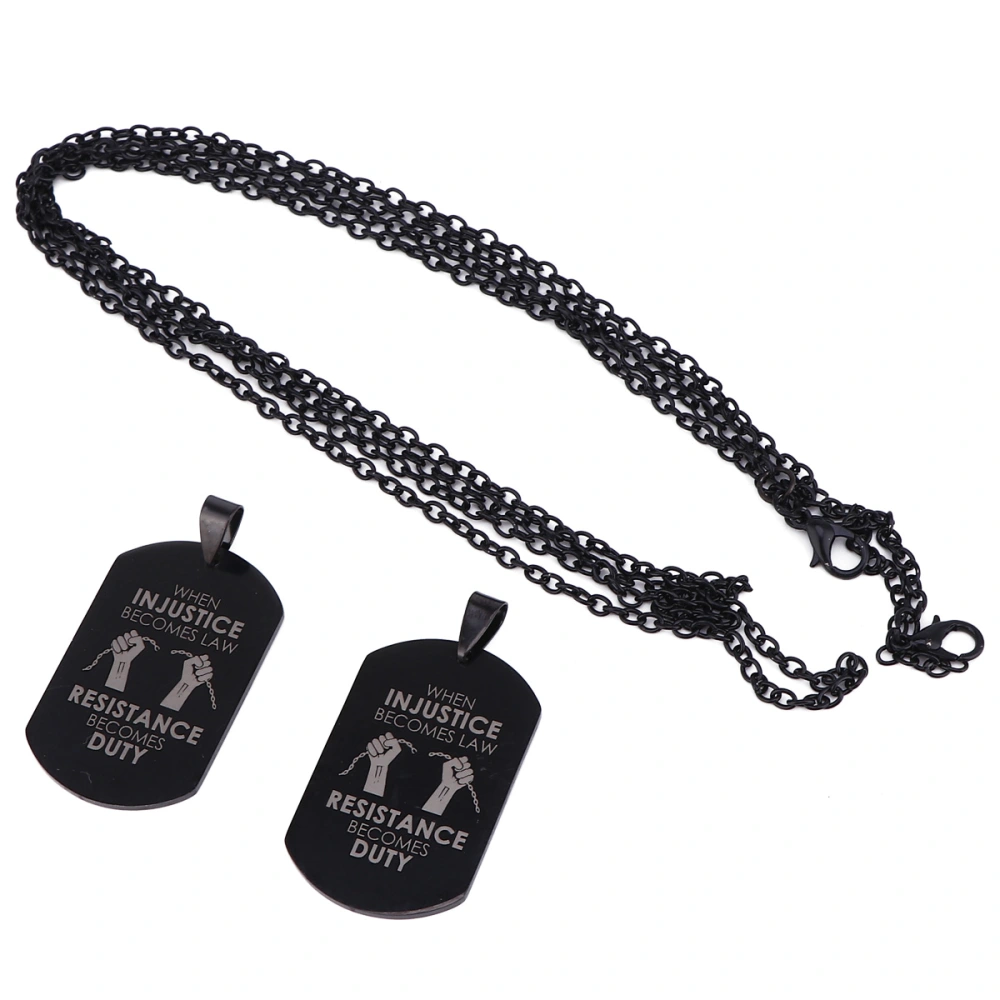 2Pcs Stainless Steel Tag Necklace Protest Pendant Remonstrative Necklace Fashion Key Holder (No.6)