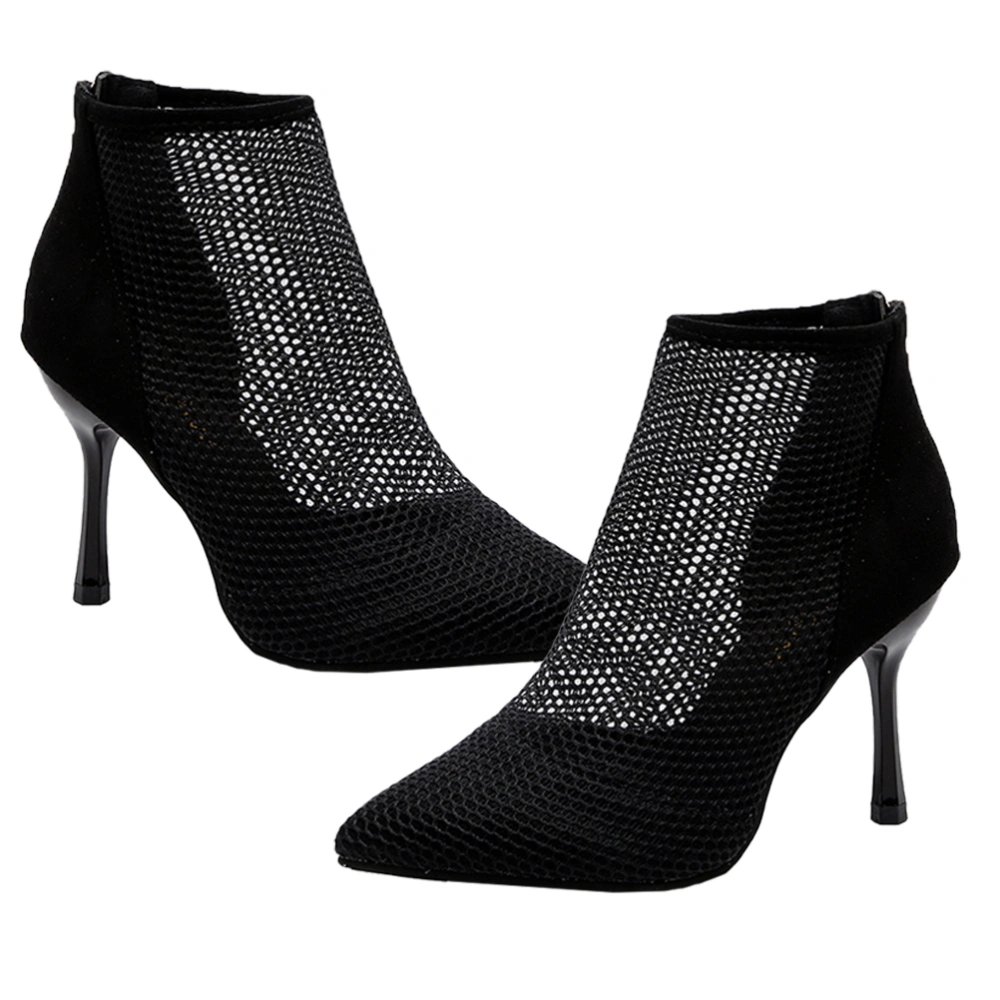 1 Pair Fashion Shoes Suede Cool Boots Mesh Breathable High-heeled Boots for Lady