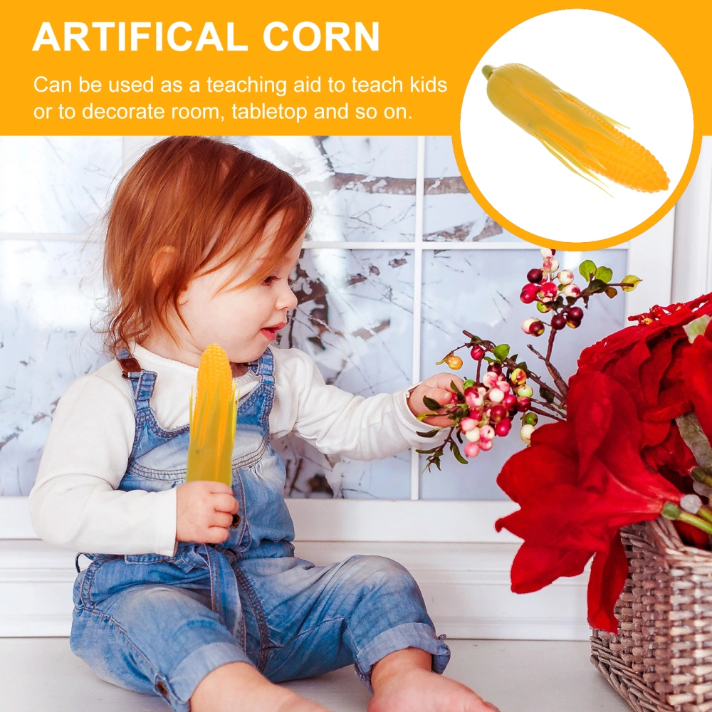 3pcs Simulation Corn Models Artificial Vegetable Decorations Corn Photo Props for Home Shop Party (Green Shell)