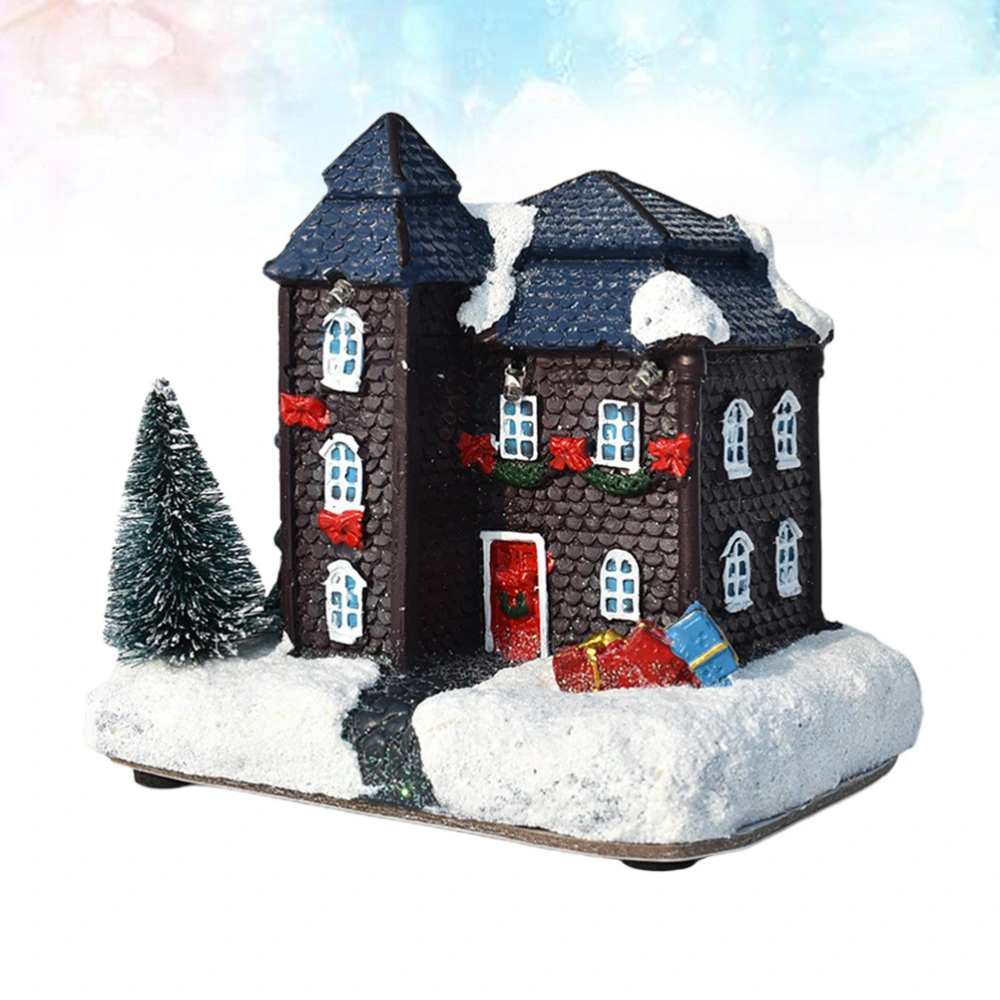 Merry Christmas Glowing House Ornament Fashion Festive Desktop Luminous Cabin Xmas House Glowing with Light for Christmas Party Decoration