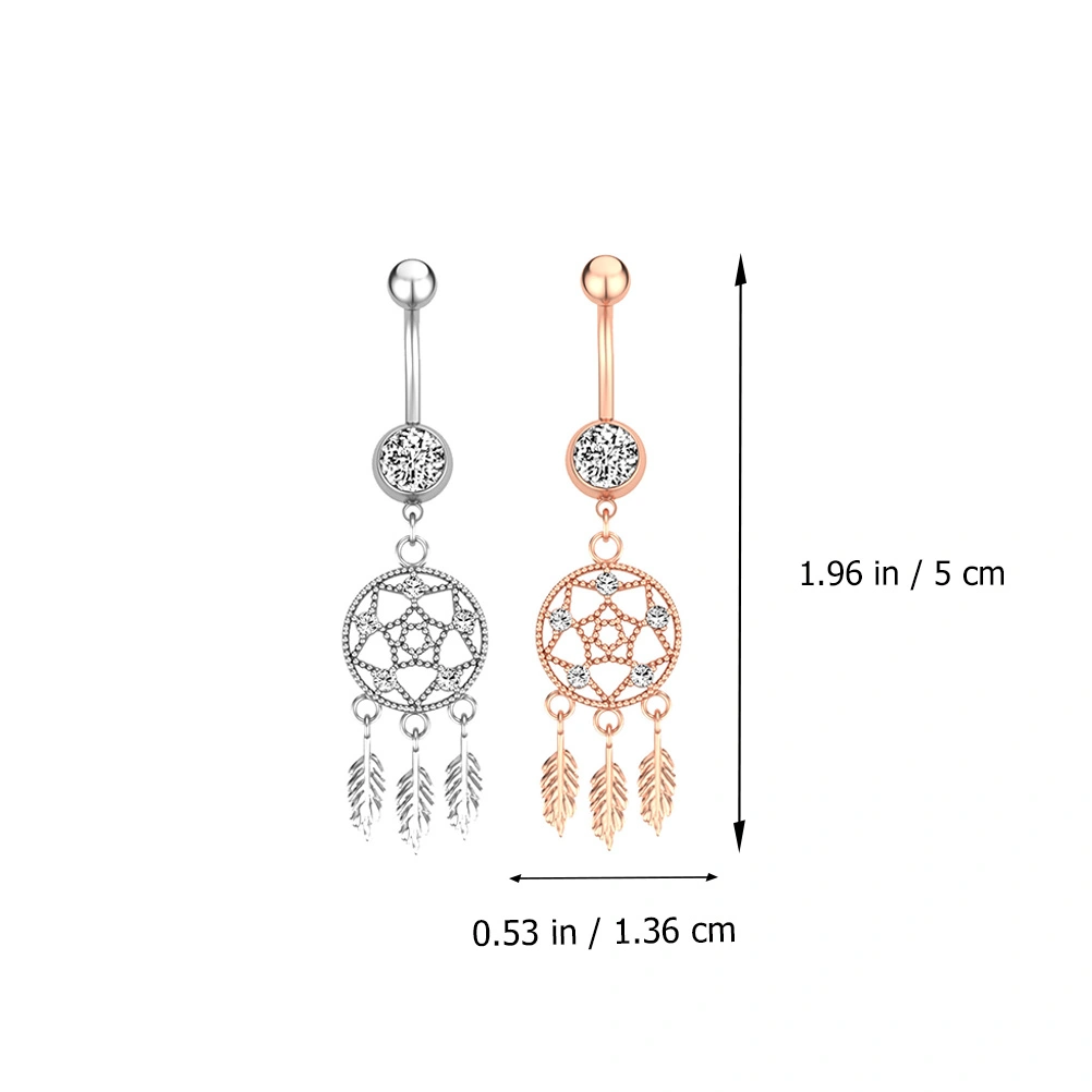2Pcs Body Piercings Clover Dreamcatcher Buckle Rings Piercing (Silver+Rose Gold)