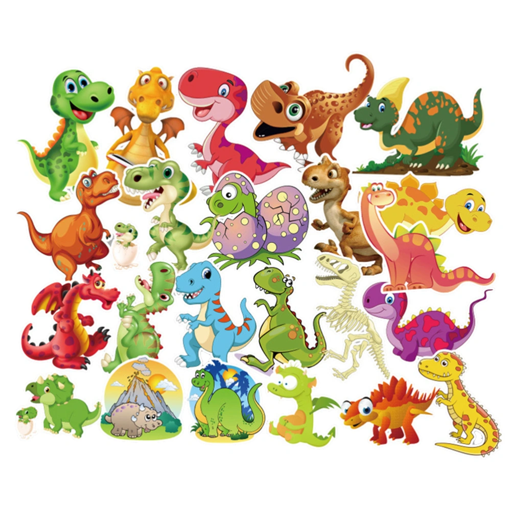 100 Sheets/2 Sets Creative Dinosaur Sticker Decorative Scrapbook Stickers Waterproof Computer Fridge Sticker for Kids Children