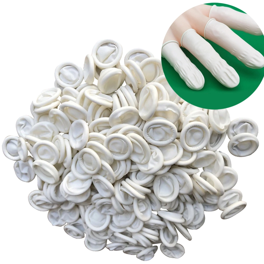 300pcs Disposable Nail Art Finger Cots Latex Fingertips Protective Cover Small Gloves Protector DIY Manicure Tool (White)