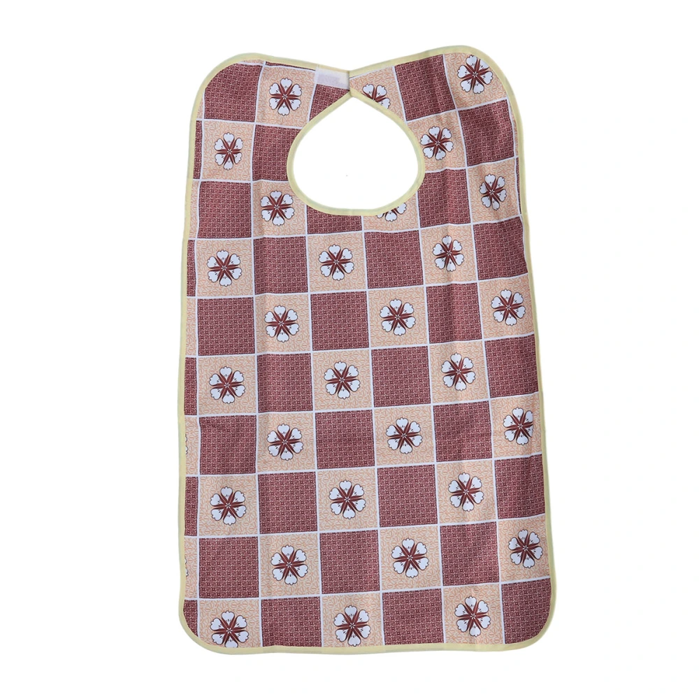 Brown Flower Plaid Machine Washable Double Layer Adult Waterproof Bib Mealtime Clothing Protector